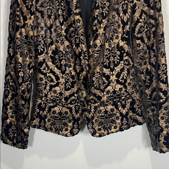 Cartise Chic Black and Bronze Burnout Velvet Patterned Blazer - Picture 7 of 11